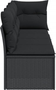 vidaXL Sofa ogrodowa z poduszkami, 4-osobowa, czarna, polirattan 5