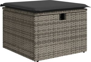 vidaXL Stołek ogrodowy z poduszką, szary, 55x55x37 cm, polirattan Lumarko! 1
