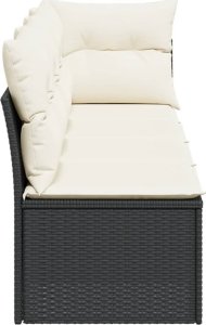 vidaXL Sofa ogrodowa z poduszkami, 4-osobowa, czarna, polirattan 5