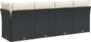 vidaXL Sofa ogrodowa z poduszkami, 4-osobowa, czarna, polirattan 6