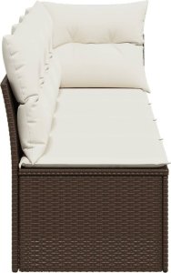 vidaXL Sofa ogrodowa z poduszkami, 4-osobowa, brązowa, polirattan 5