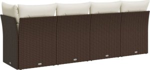 vidaXL Sofa ogrodowa z poduszkami, 4-osobowa, brązowa, polirattan 6
