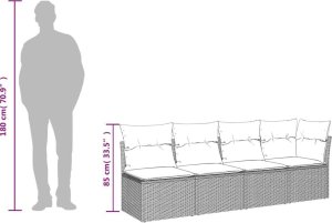 vidaXL Sofa ogrodowa z poduszkami, 4-osobowa, brązowa, polirattan 8
