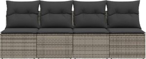 vidaXL Sofa ogrodowa z poduszkami, 4-osobowa, szara, polirattan 4
