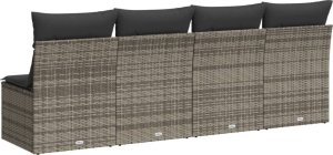 vidaXL Sofa ogrodowa z poduszkami, 4-osobowa, szara, polirattan 6