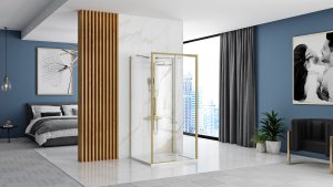 Rea Kabina Prysznicowa Przyścienna Rapid Slide Brush Gold 3