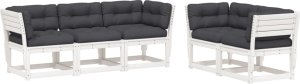 vidaXL 5-cz. zestaw mebli ogrodowych z poduszkami, biały, sosnowy 2