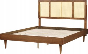 Beliani Łóżko LED drewniane 160 x 200 cm ciemne AURAY 4