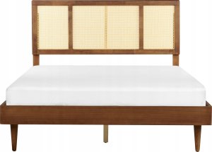 Beliani Łóżko LED drewniane 160 x 200 cm ciemne AURAY 5