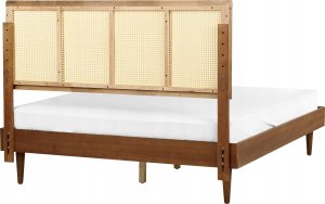 Beliani Łóżko LED drewniane 160 x 200 cm ciemne AURAY 6