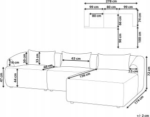 Beliani Narożnik lewostronny beżowy SVANSELE 3