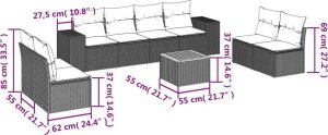 vidaXL 9-częściowy zestaw mebli ogrodowych z poduszkami, beżowy, polirattan 3