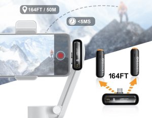 Mikrofon LensGo 2x Bezprzewodowy Mikrofon Krawatowy 50m na Telefon iPhone Lightning LensGo / 518C Mini 5