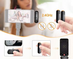 Mikrofon LensGo 2x Bezprzewodowy Mikrofon Krawatowy 50m na Telefon iPhone Lightning LensGo / 518C Mini 7