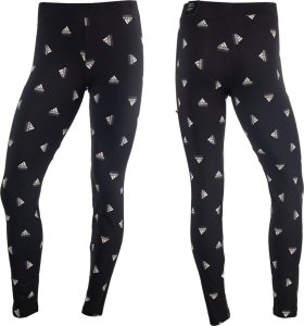 Adidas Legginsy dla dzieci adidas Brand Love Print czarno-białe IB8916 128cm 1