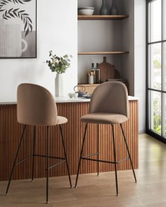 Beliani Zestaw 2 krzeseł barowych welurowy beżowoszary ARCOLA 2
