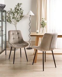 Beliani Zestaw 2 krzeseł do jadalni welurowy beżowoszary MELROSE 2