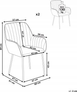 Beliani Zestaw 2 krzeseł do jadalni welurowy ciemnoszary WELLSTON 10