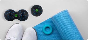 Neo-Sport Piłka + podwójna piłka do masażu - zestaw -  NS-997 czarno-niebieska 4