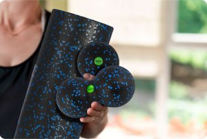 Neo-Sport Piłka + podwójna piłka do masażu - zestaw -  NS-997 czarno-niebieska 9