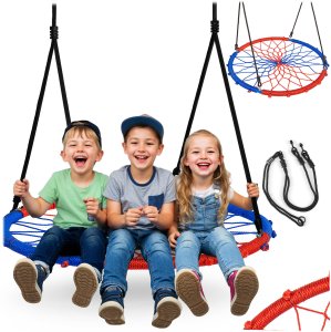 Huśtawka Neo-Sport bocianie gniazdo SWINGO 95 cm niebiesko-czerwona 1