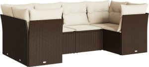 vidaXL 6-cz. zestaw wypoczynkowy do ogrodu, z poduszkami, brązowy 2