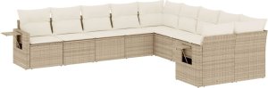 vidaXL vidaXL 10-cz. zestaw mebli ogrodowych z poduszkami, beżowy, polirattan 2