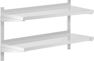 Royal Catering Półka ścienna wisząca gastronomiczna podwójna z regulacją STAL 100 x 40 cm Półka ścienna wisząca gastronomiczna podwójna z regulacją STAL 100 x 40 cm 2