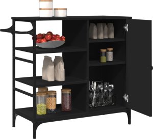 vidaXL Wózek kuchenny, czarny, 87,5x38,5x84,5 cm 4