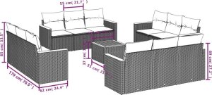 vidaXL 13-częsciowy zestaw mebli ogrodowych z poduszkami, szary, polirattan 7