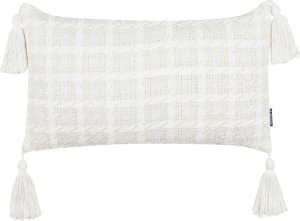 Beliani 2 poduszki dekoracyjne w kratę 30 x 60 cm beżowe DOURIS 3