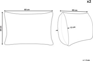 Beliani 2 poduszki dekoracyjne w kratę 30 x 60 cm beżowe DOURIS 6