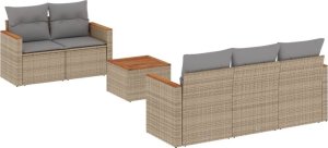 vidaXL 6-częsciowy zestaw mebli ogrodowych z poduszkami, mieszany beż 2