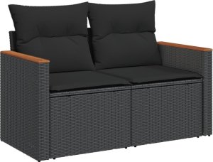 vidaXL 9-częsciowy zestaw wypoczynkowy do ogrodu, z poduszkami, czarny 3