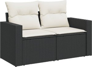 vidaXL 9-częsciowy zestaw wypoczynkowy do ogrodu, z poduszkami, czarny 8