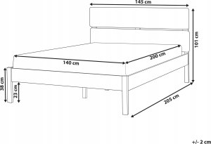 Beliani Łóżko LED drewniane 140 x 200 cm jasne BOISSET 3