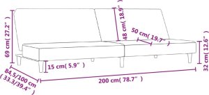 vidaXL Rozkładana kanapa 2-osobowa, kremowa, tapicerowana tkaniną 11