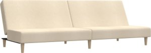 vidaXL Rozkładana kanapa 2-osobowa, kremowa, tapicerowana tkaniną 2