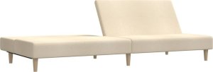 vidaXL Rozkładana kanapa 2-osobowa, kremowa, tapicerowana tkaniną 4