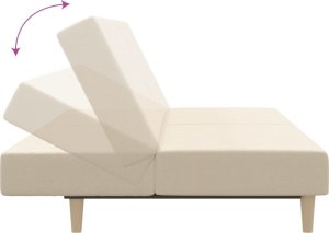 vidaXL Rozkładana kanapa 2-osobowa, kremowa, tapicerowana tkaniną 7