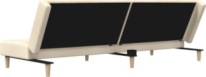 vidaXL Rozkładana kanapa 2-osobowa, kremowa, tapicerowana tkaniną 8