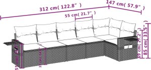 vidaXL 6-cz. zestaw mebli ogrodowych z poduszkami, beżowy, polirattan 8
