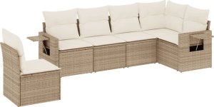 vidaXL 6-cz. zestaw mebli ogrodowych z poduszkami, beżowy, polirattan 2