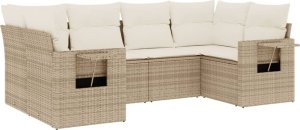 vidaXL 6-cz. zestaw mebli ogrodowych z poduszkami, beżowy, polirattan 2