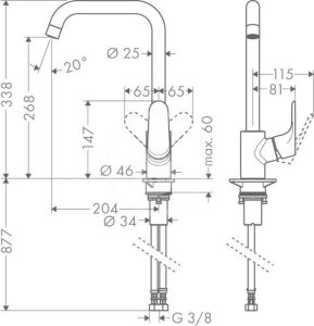Bateria kuchenna Hansgrohe Hansgrohe Focus M41 31821000 2