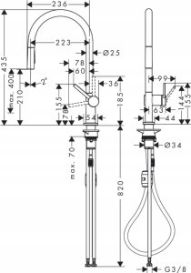 Bateria kuchenna Hansgrohe Kitchen faucet with pull-out hose Hansgrohe Talis M54 72801000 6