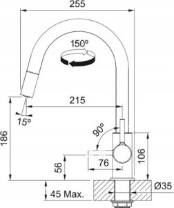Bateria kuchenna Franke TAP LINA J PULL DOWN SIDE HP CHR 2