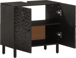 vidaXL vidaXL Szafka pod umywalkę, czarna, 62x33x58 cm, lite drewno mango 2