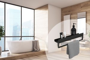 Rea Półka łazienkowa wannowa SF01 45cm czarny mat 8