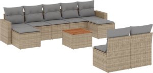 vidaXL 10-częsciowy zestaw mebli ogrodowych z poduszkami, beżowy, polirattan 2